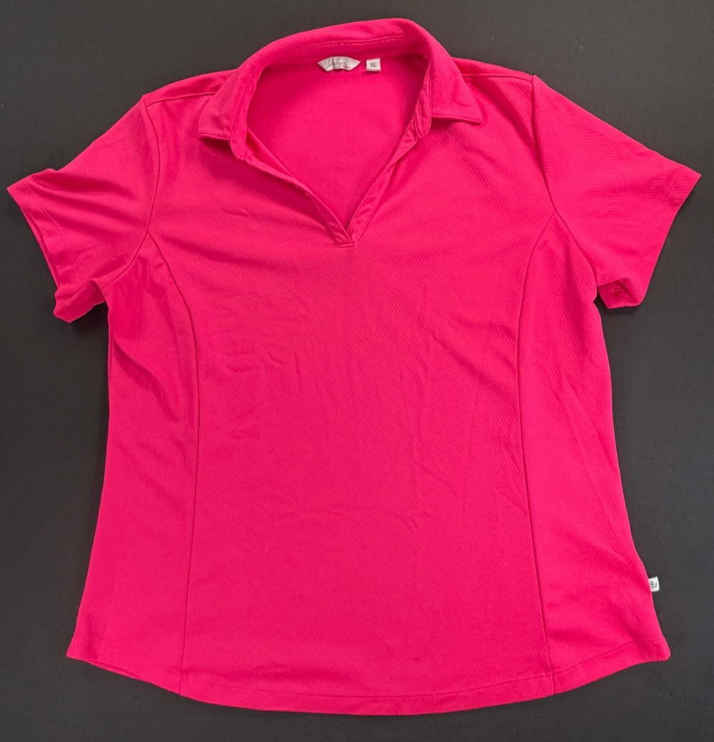 Lady Hagen Hot Pink Short Sleeve Collared Polo Shirt (Women's XL)